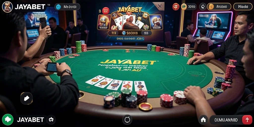 Tampilan screenshot JAYABET menampilkan meja poker dengan pemain aktif.