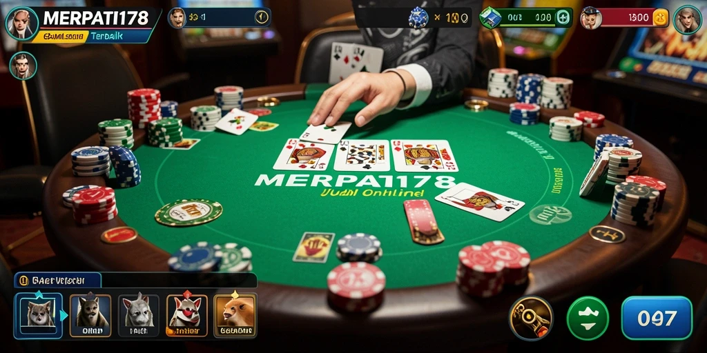 Screenshot gameplay poker MERPATI178 menampilkan aksi seru di meja.