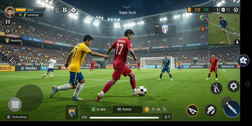 Tampilan gameplay T6 yang mendebarkan dan penuh aksi sepak bola.